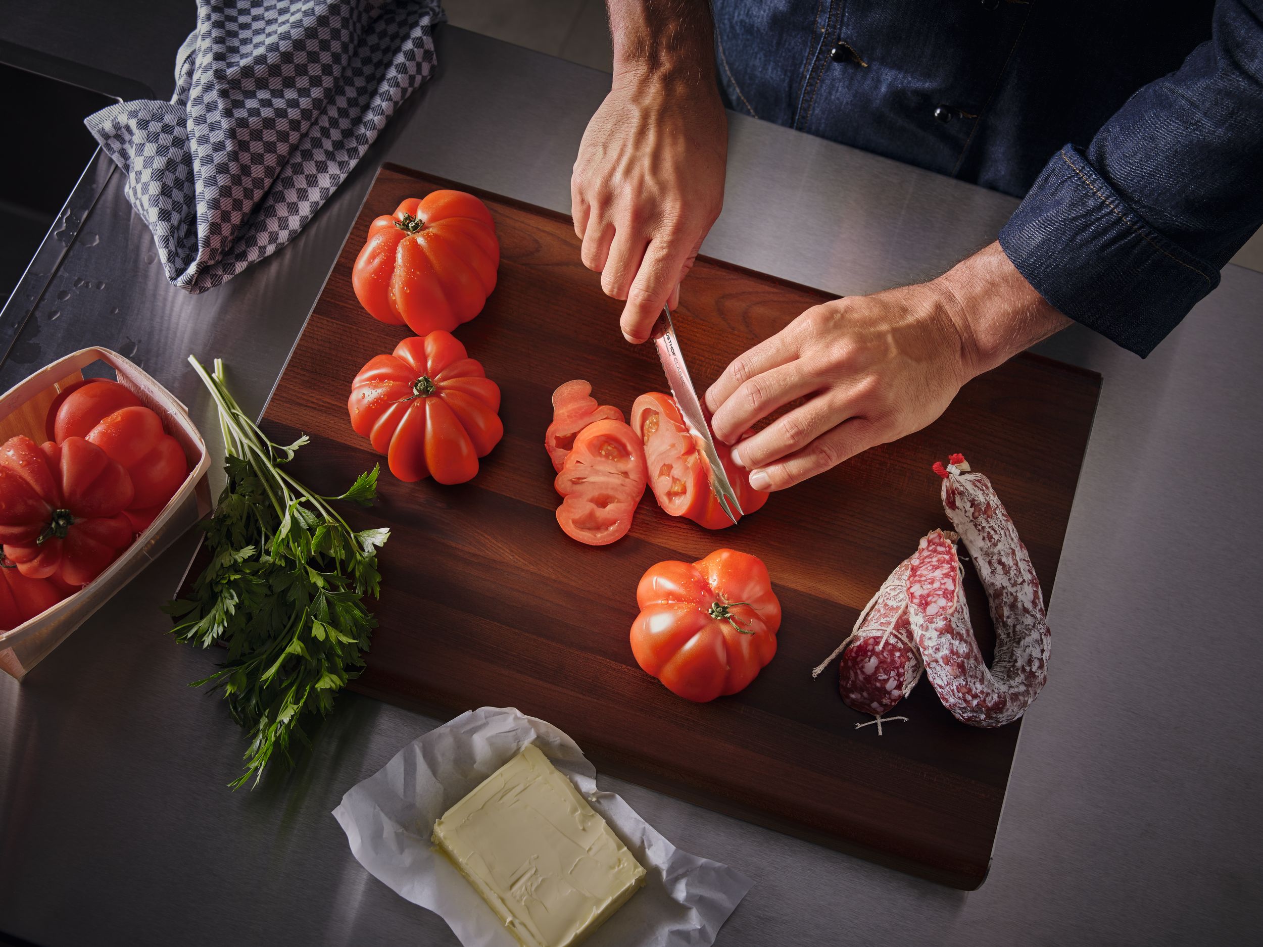 DUE BUOI Coltello Da Macellaio Per Affettare 803 MEP/24 - Lama Larga 24 Cm In Acciaio Inox Extraduro