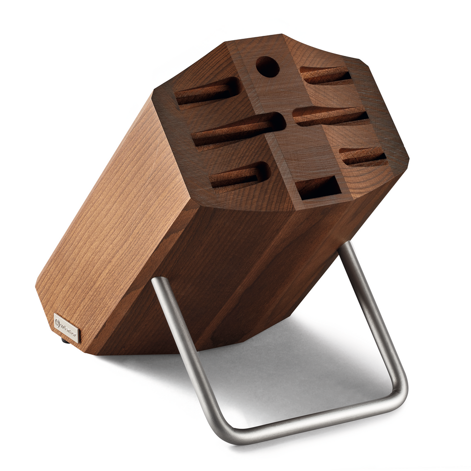 Messerblock | 8 Steckplätze | Thermobuche mit Edelstahl